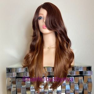 24 long wavy layered balayage wig golden brown
